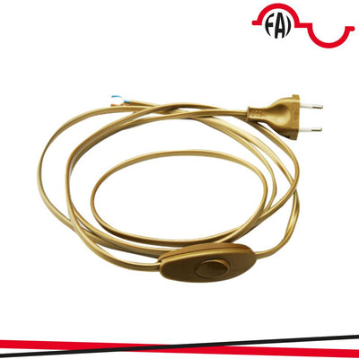 CABLAGGIO BIPOLARE 200 CM CON  INTERRUTTORE OTTONE