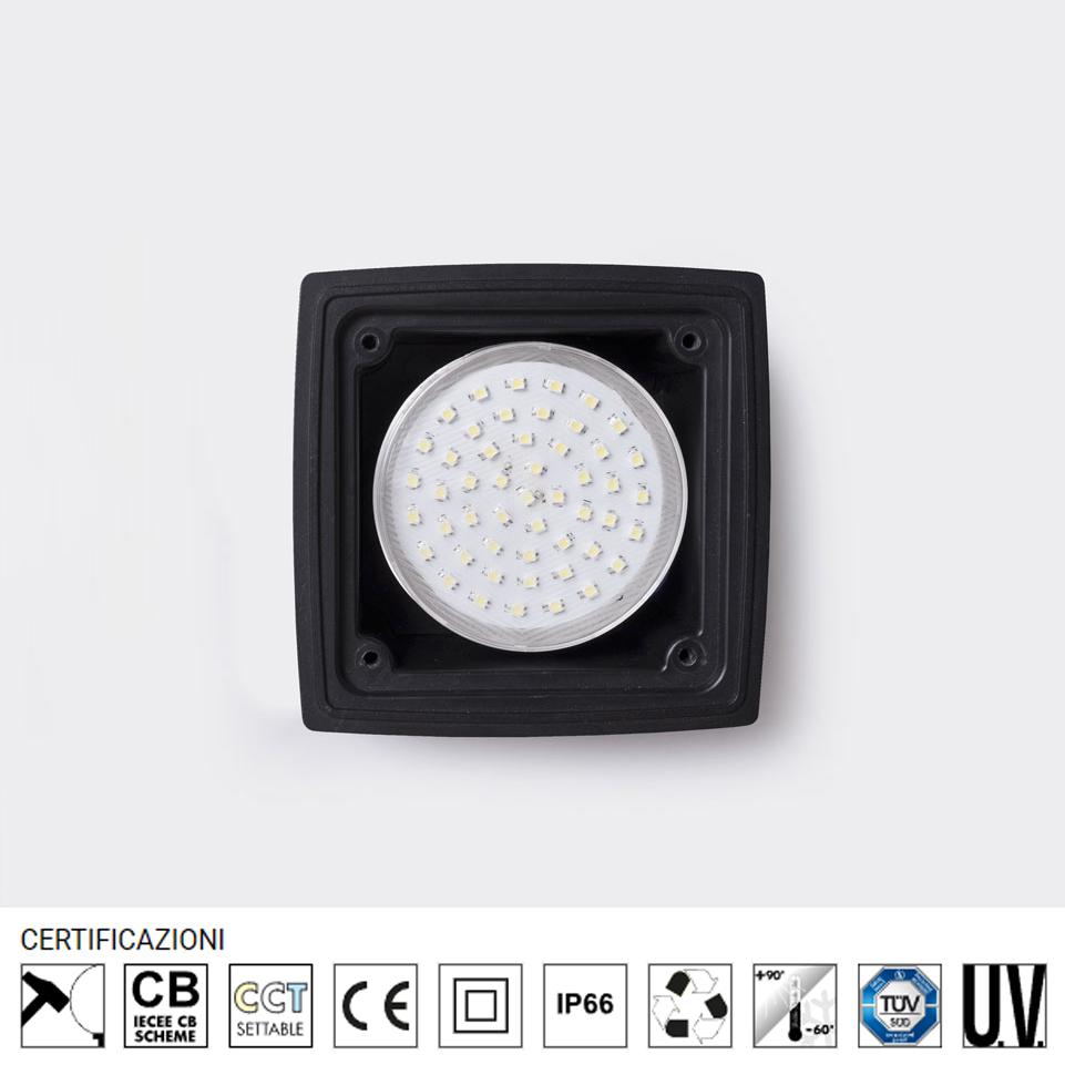 EXTRALETI 100 SQUARE NERO OPAL GX53 3W CCT