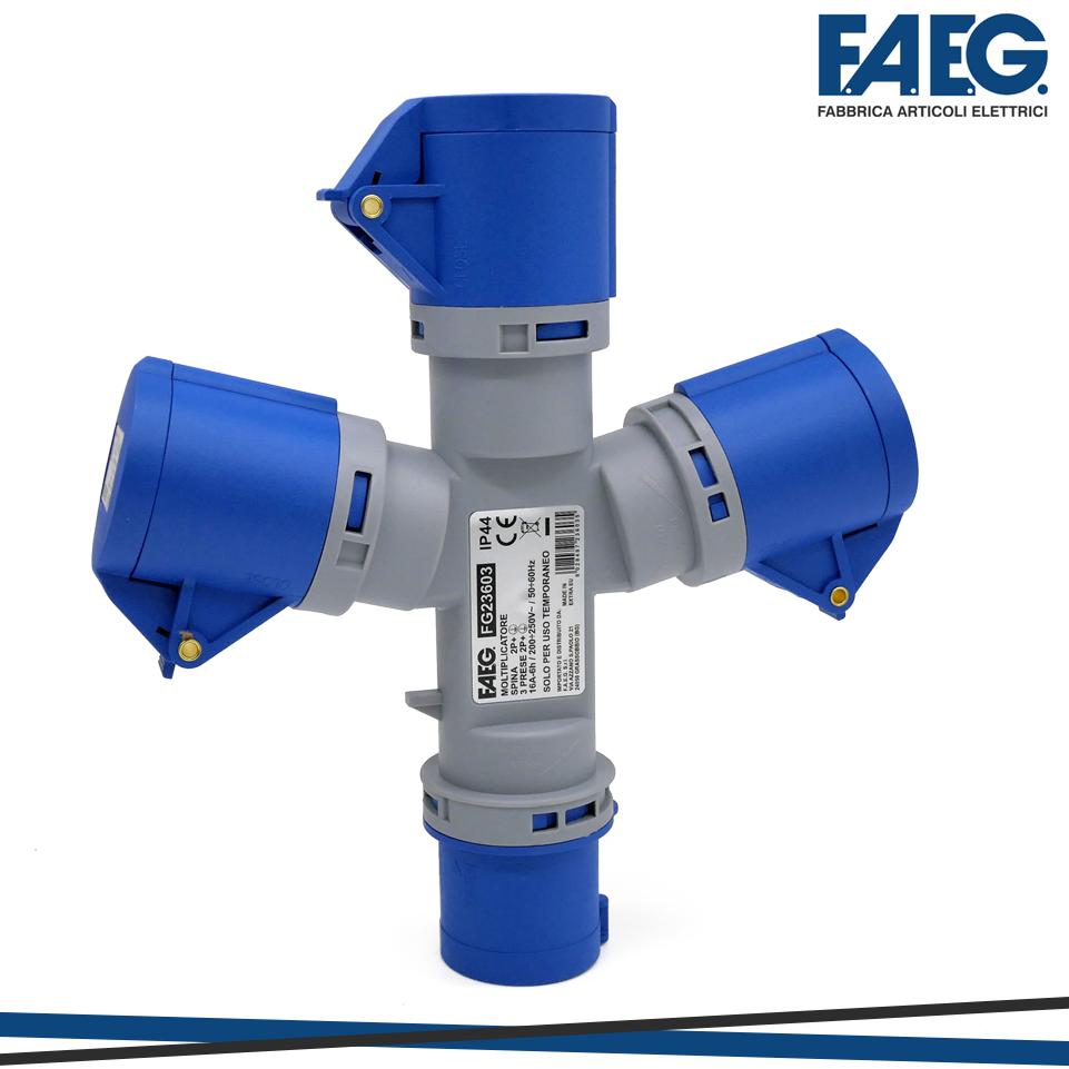 MOLTIPLICATORE INDUST. 1 SPINA 2P+T 16A E 3 PRESE 2P+T IP44