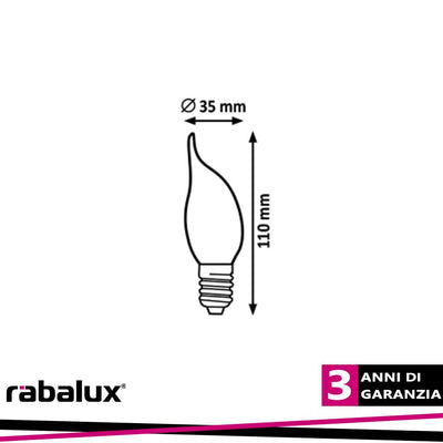 FIL. LED, E14 CF35, 4W, 470LM, 2700K