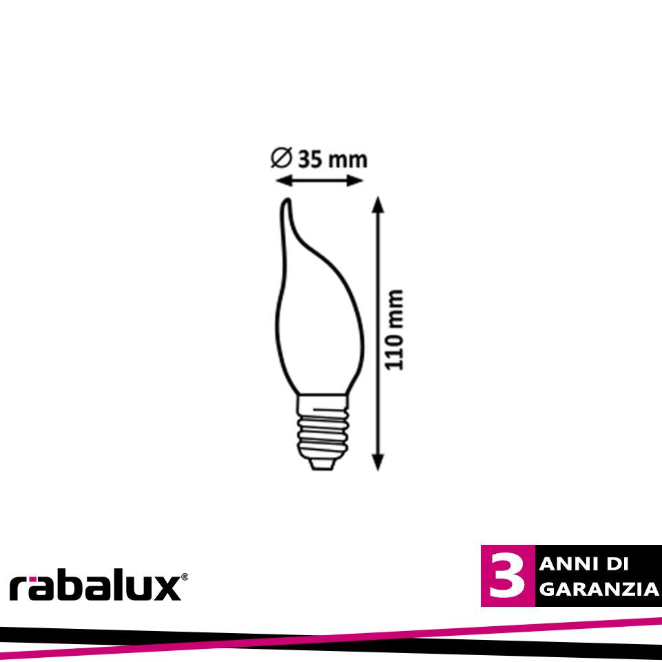 FIL. LED, E14 CF35, 4W, 470LM, 2700K