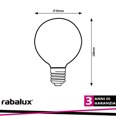 FIL. LED, E27 G95, 12W, 2000LM, 3000K