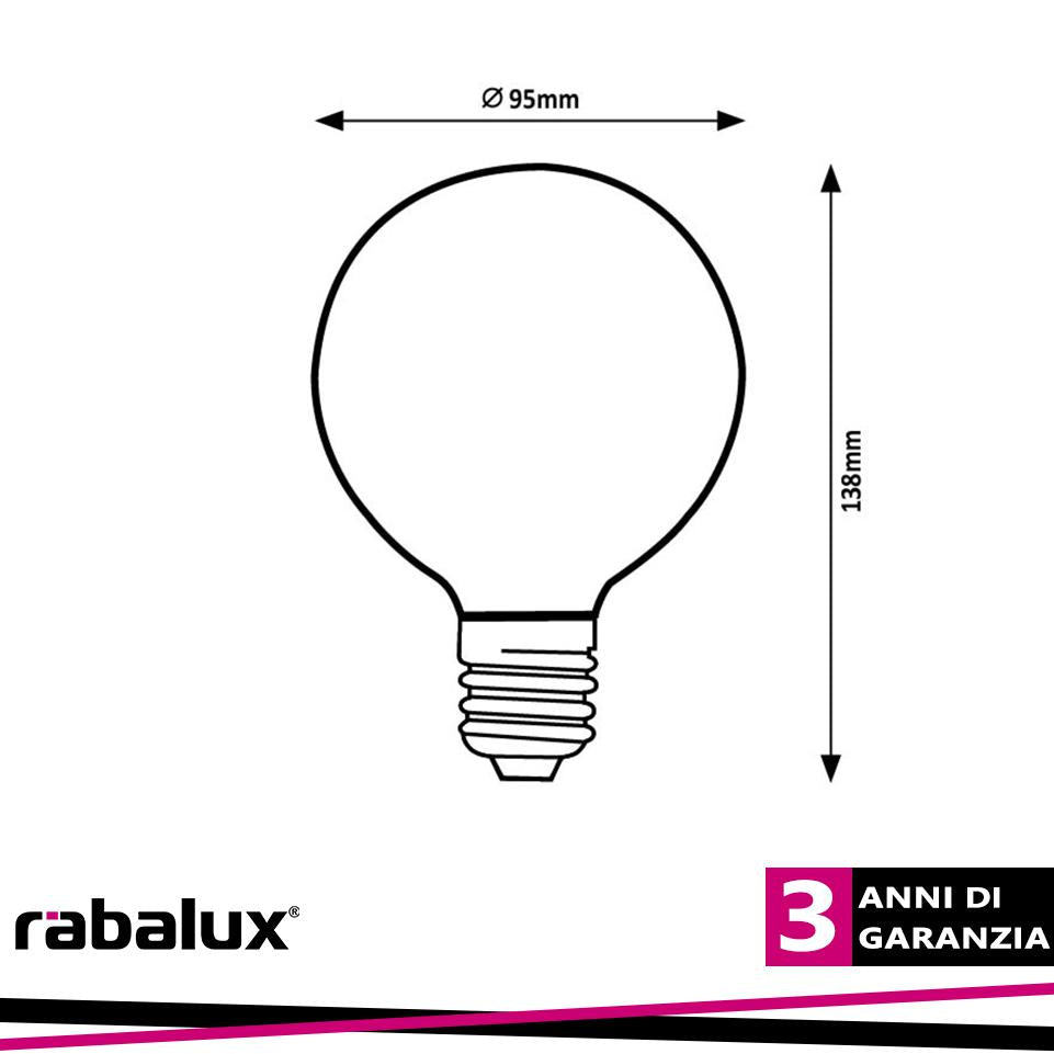 FIL. LED, E27 G95, 12W, 2000LM, 3000K