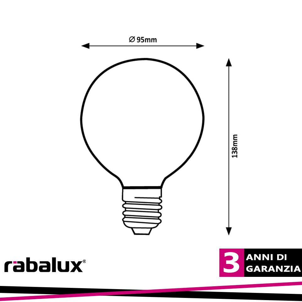 FIL. LED, E27 G95, 12W, 2000LM, 4000K