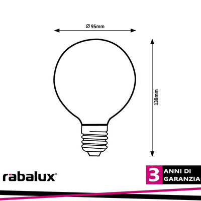 FIL. LED, E27 G95, 12W, 2000LM, 4000K