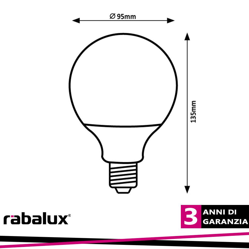 SMD LED, E27 G95, 15W, 1521LM, 2700K