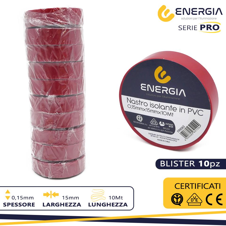 NASTRO IN PVC 15MMX10MT ROSSO  IMQ VDE