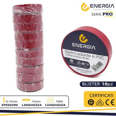 NASTRO IN PVC 15MMX10MT ROSSO  IMQ VDE