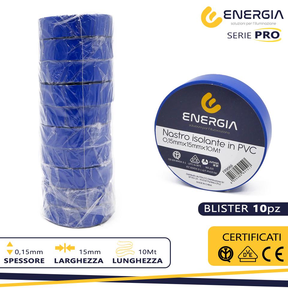 NASTRO ISOLANTE IN PVC 15MMX10MT BLU  IMQ VDE
