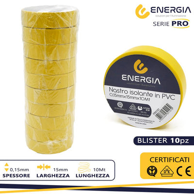 NASTRO ISOLANTE IN PVC 15MMX10MT GIALLO IMQ VDE