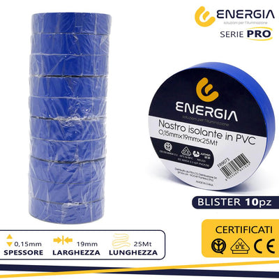 NASTRO ISOLANTE IN PVC 19MMX25MT BLU IMQ VDE