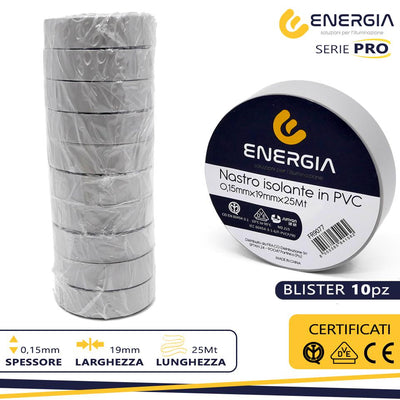 NASTRO ISOLANTE IN PVC 19MMX25MT GRIGIO IMQ VDE