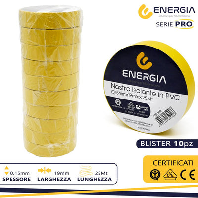 NASTRO ISOLANTE IN PVC 19MMX25MT GIALLO IMQ VDE
