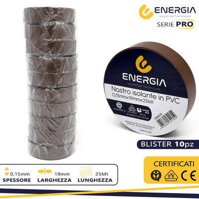 NASTRO ISOLANTE IN PVC 19MMX25MT MARRONE IMQ VDE