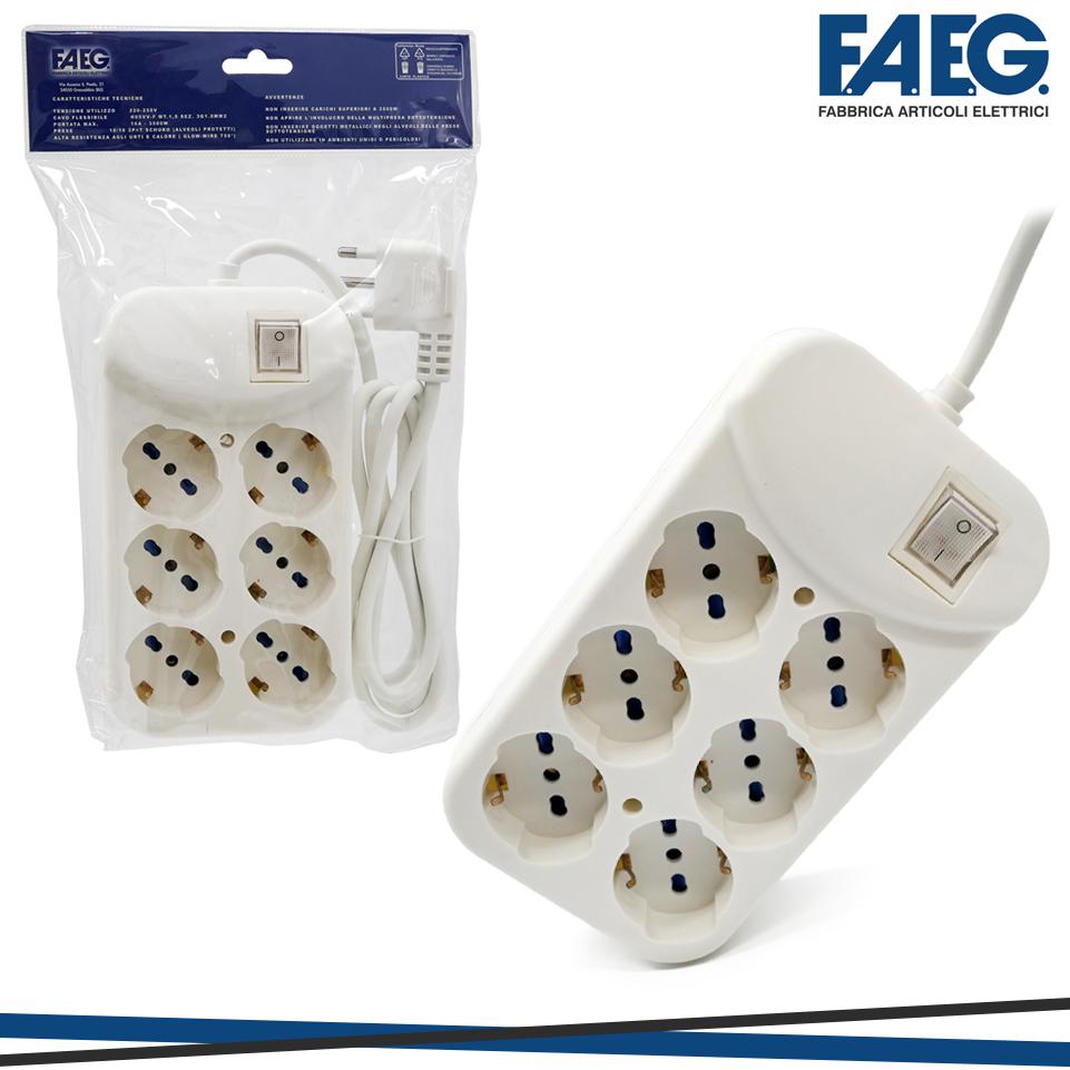 MULTIPRESA UNIVERSALE 6X 10A   16A CON SCHUKO CON CAVO