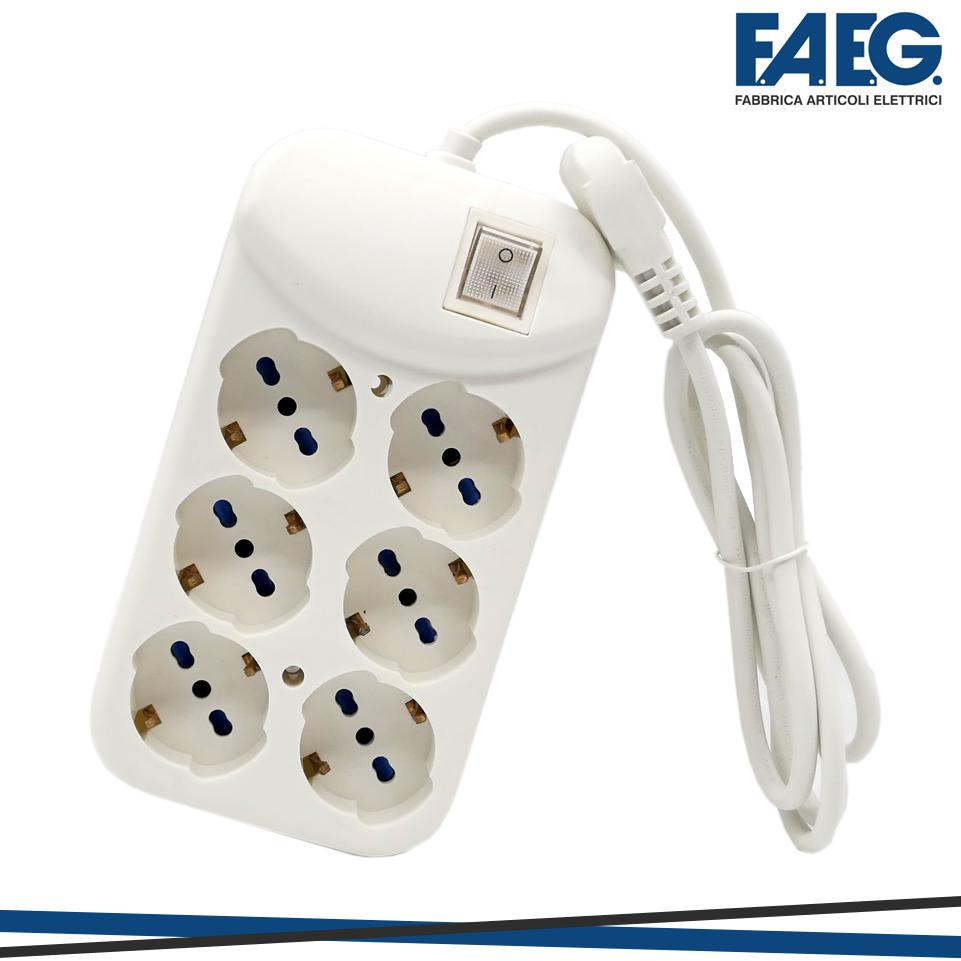 MULTIPRESA UNIVERSALE 6X 10A   16A CON SCHUKO CON CAVO