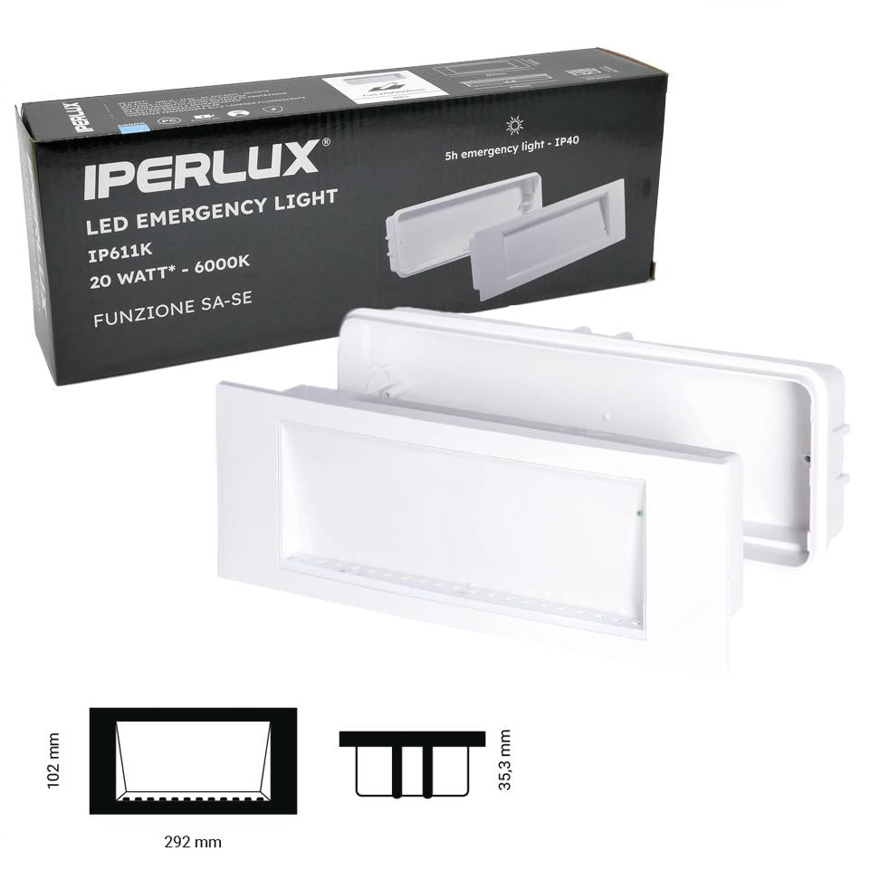 LAMPADA EMERGENZA CON KIT INCASSO IP40 20W 120LM