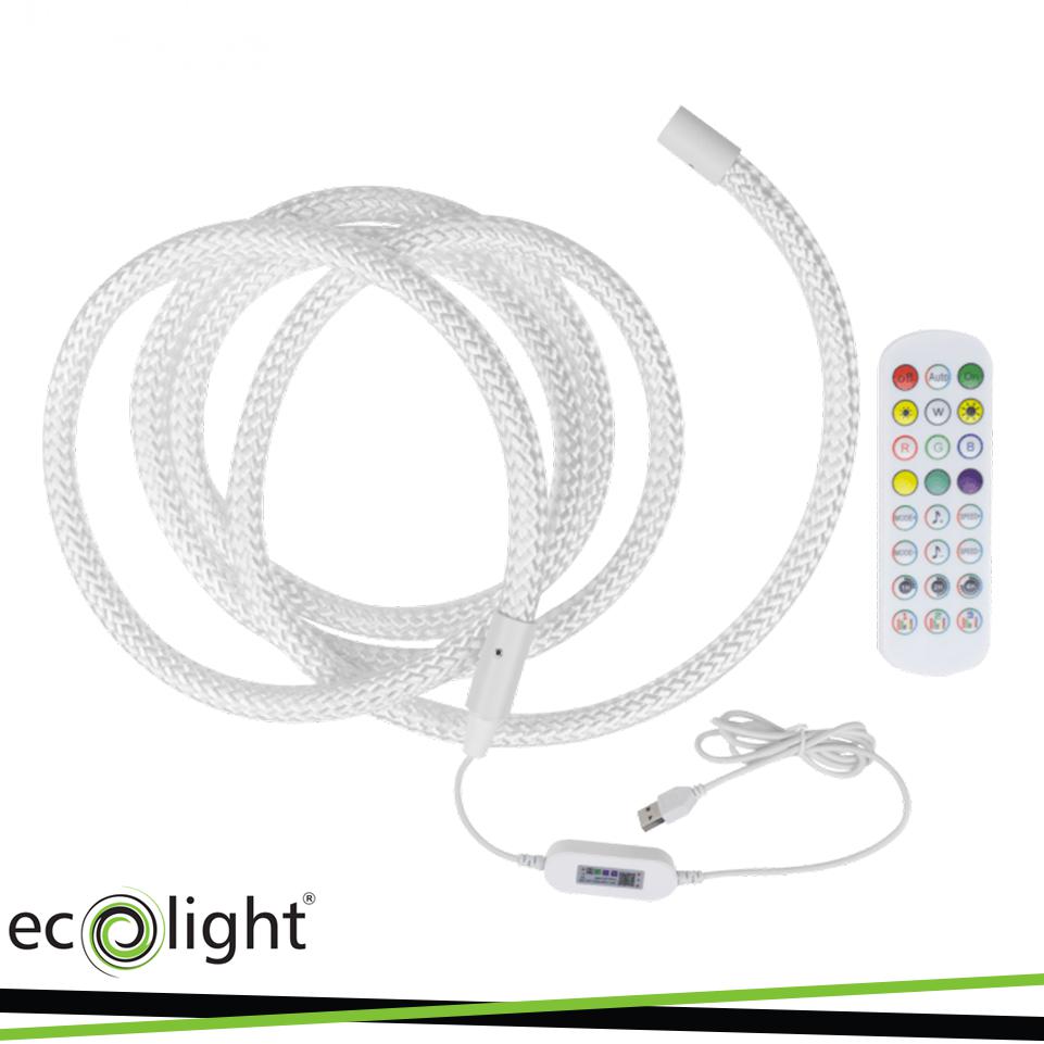 CORDA LED RGB 3MT CON TELECOMANDO 5V USB KIT PER TV