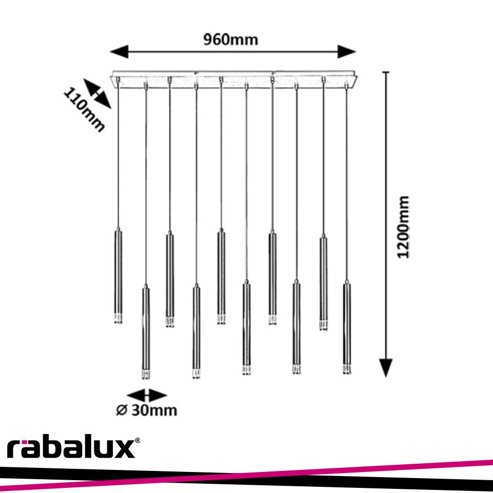RAMIRA,IND.PEND.G9 10XMAX5W, L96CM,BLACK