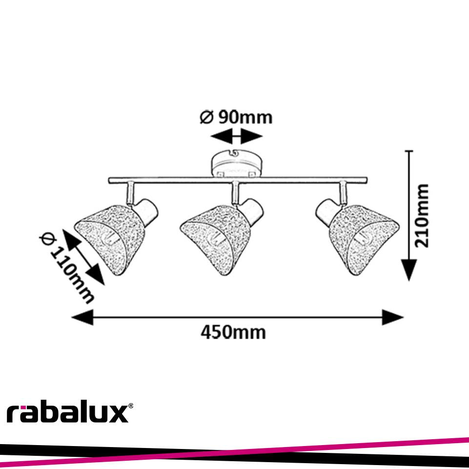 FARELIA,IND.CEIL. E14 3XMAX10W, L45CM