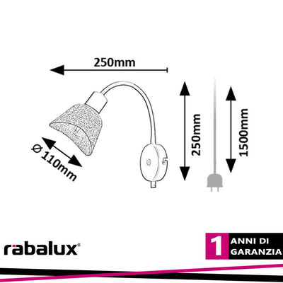FARELIA,IND.WALL, E14 1XMAX10W, H25CM