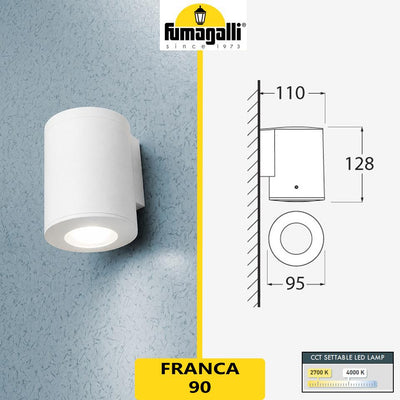 FRANCA 90 1L WALL BIANCO SATIN GU10 4,8W CCT