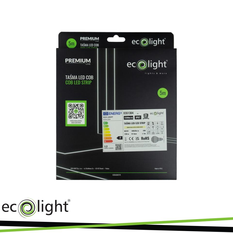 STRISCIA LED COB 480 24V 12W/M 1320LM/M 3000K IP67 5MT