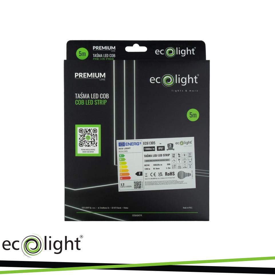 STRISCIA LED COB 480 24V 12W/M 1440LM/M 4000K IP67 5MT