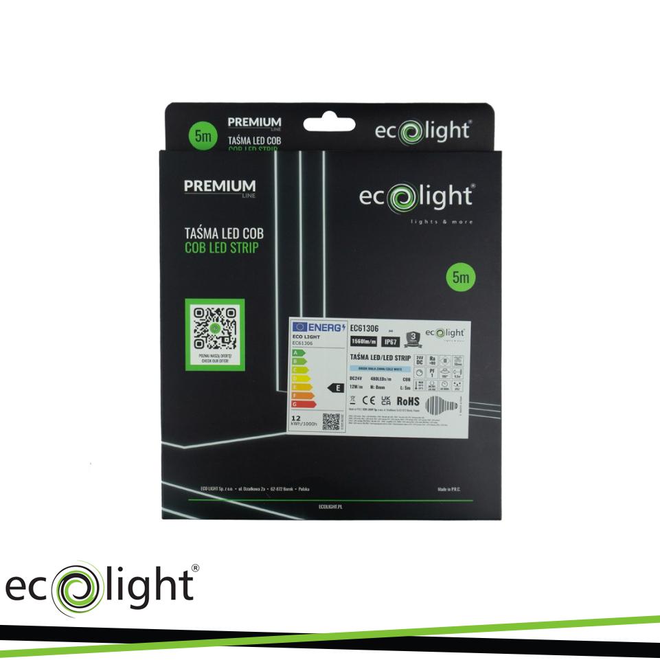 STRISCIA LED COB 480 24V 12W/M 1560LM/M 6000K IP67 5MT