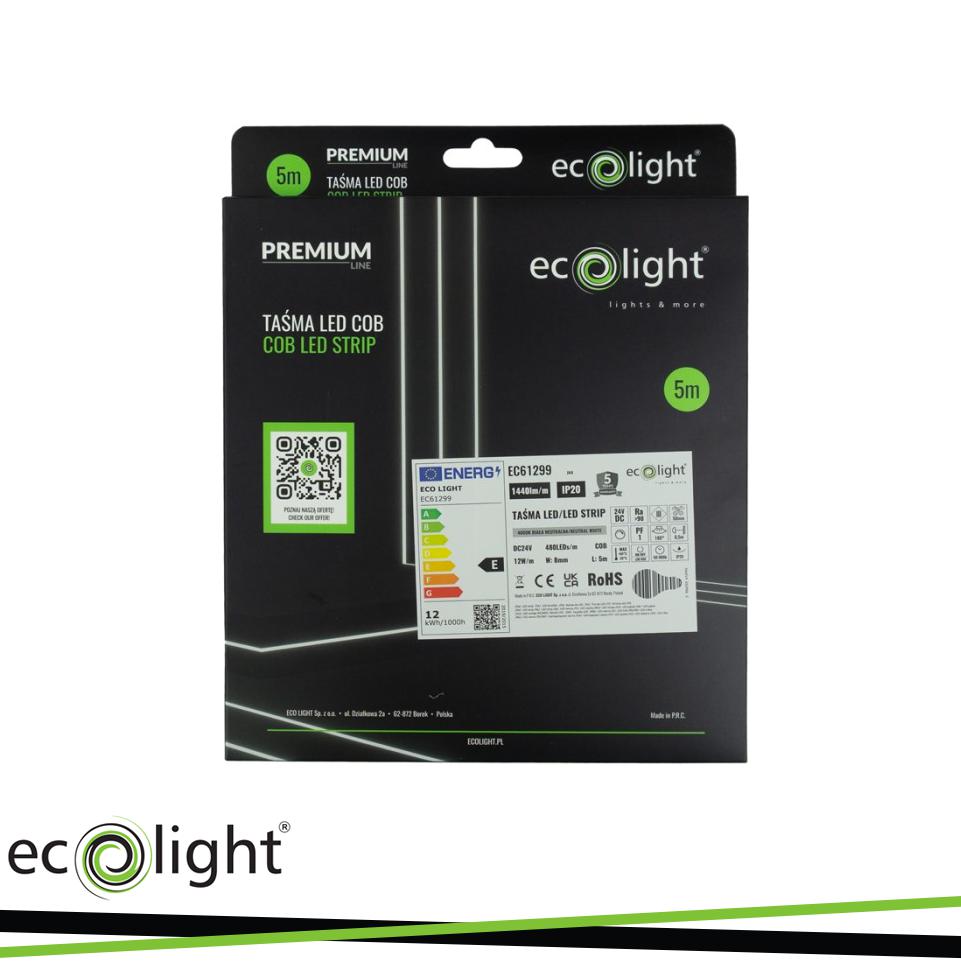 STRISCIA LED COB 480 24V 12W/M 1440LM/M 4000K IP20 5MT