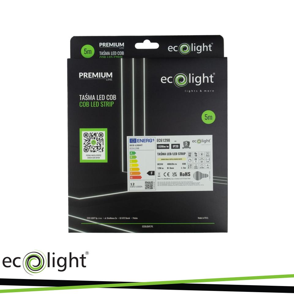 STRISCIA LED COB 480 24V 12W/M 1320LM/M 3000K IP20 5MT