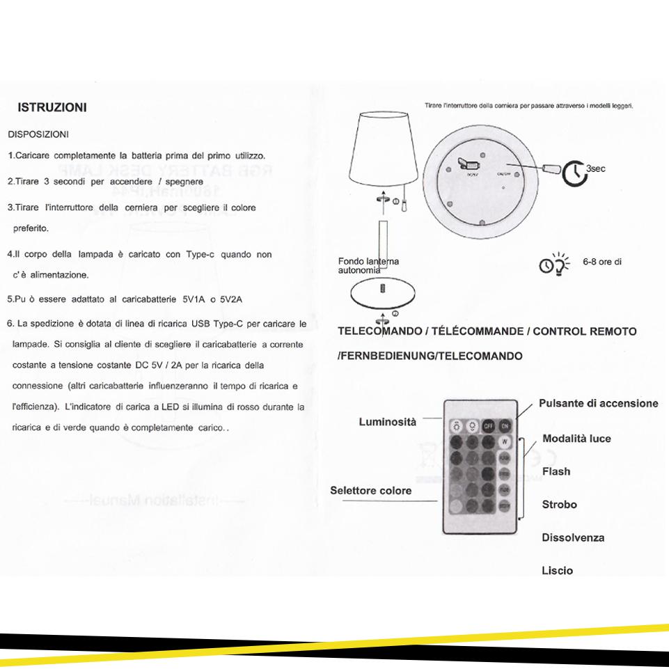 IDEINA RGB LAMPADA DA TAVOLO RICARICABILE IP44 C/TE 1W 90LM