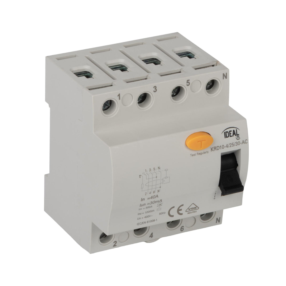 INTERRUTTORE DIFFERENZIALE, 4P KRD10-4/40/30-AC - KANLUX