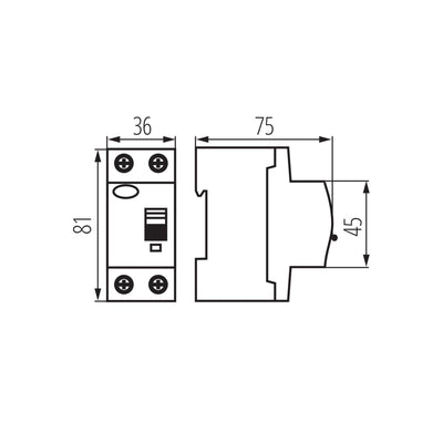 INTERRUTTORE DIFFERENZIALE, 2P KRD10-2/25/30-AC - KANLUX