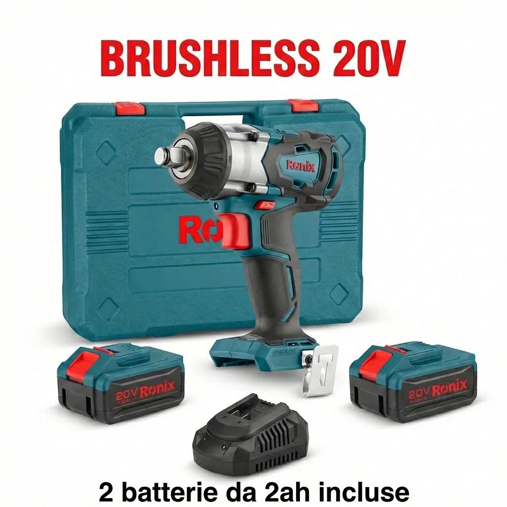 AVVITATORE A IMPULSI BRUSHLESS 20V 2BAT DA 2AH