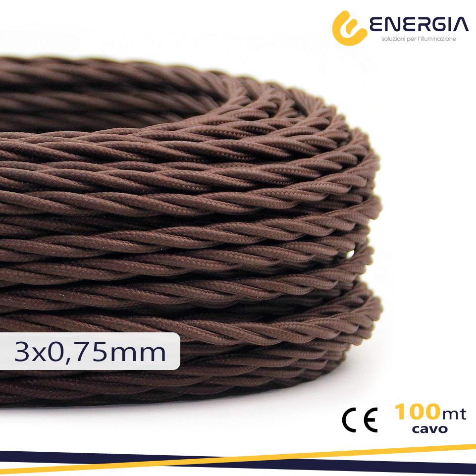 TRECCIA SETA MARRONE 3X0,75MM