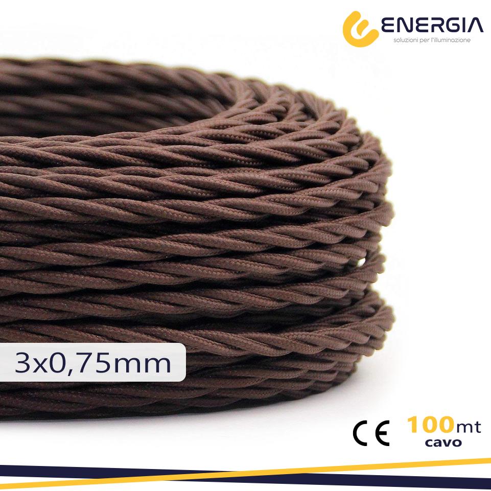 TRECCIA SETA MARRONE 3X0,75MM