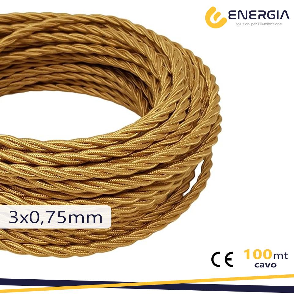 TRECCIA SETA ORO NOCE 3X0,75