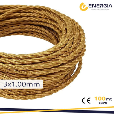 TRECCIA SETA ORO NOCE 3X1MM