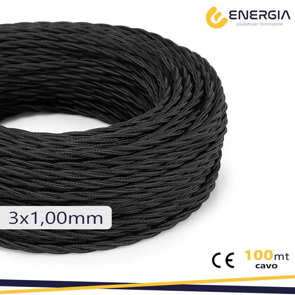 TRECCIA SETA NERA 3X1MM
