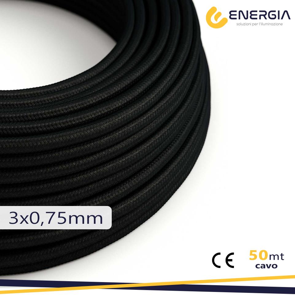 CAVO SETA NERO 3X0,75MM