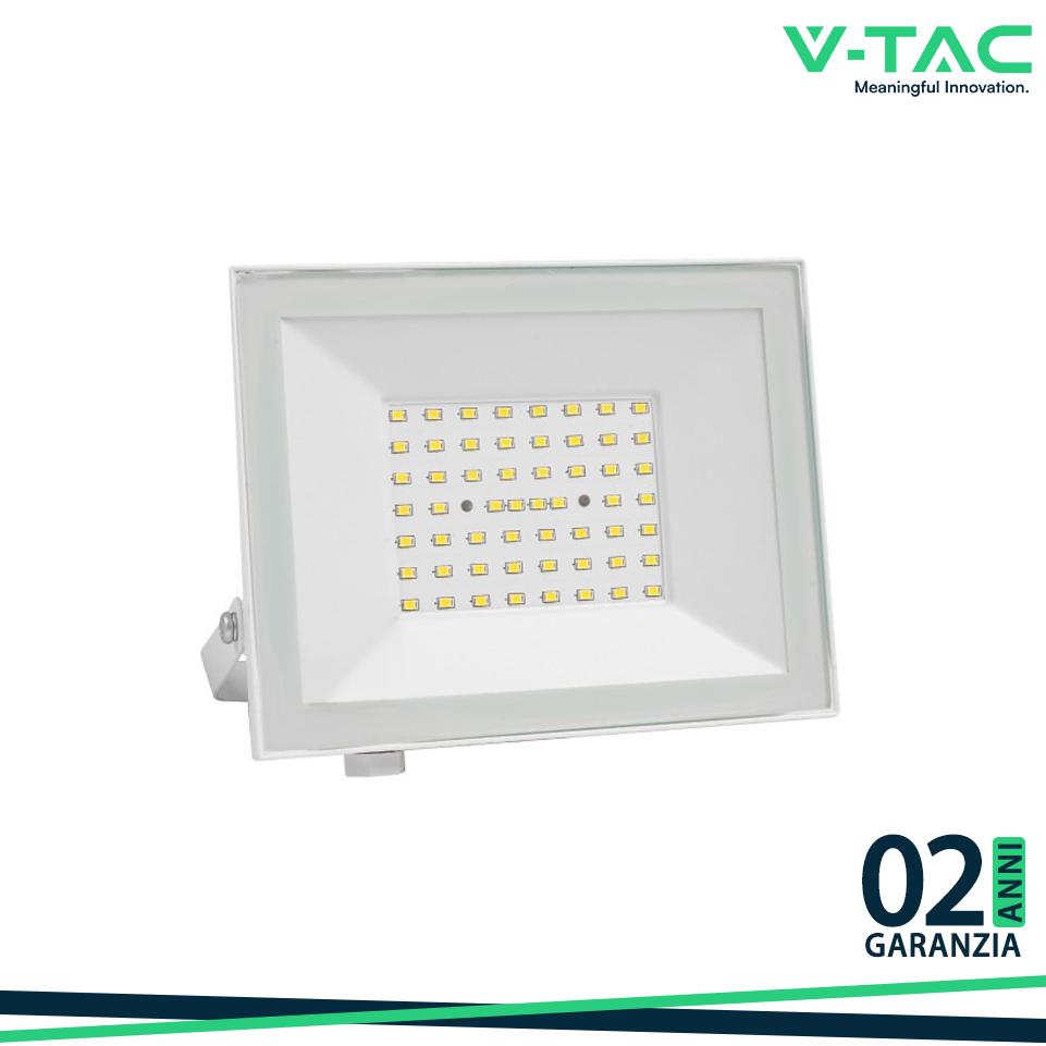 50W LED PROIETTORE 6500K CORPO BIANCO