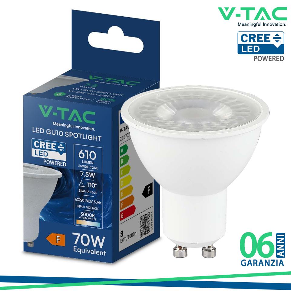 LED FARETTO CREE CHIP 7.5W GU10 PLASTICA 110   3000K