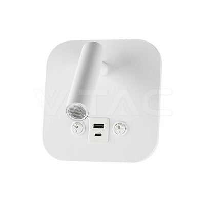 APPLIQUE LED CHIP CREE 8W ORIENTABILE + RETROILLUMINAZIONE 2X USB/PD 20W BIANCA 3000K