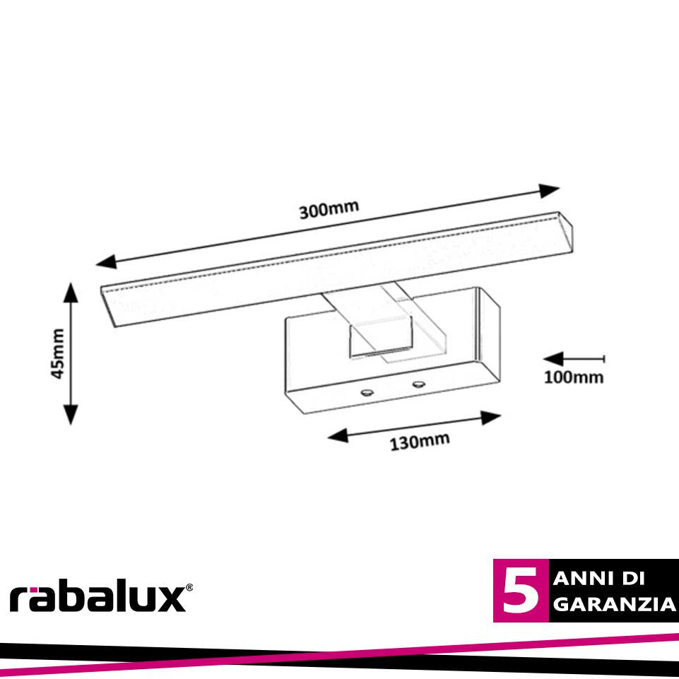 LORIC,INDWALL, LED6W, L30CM, BLACK