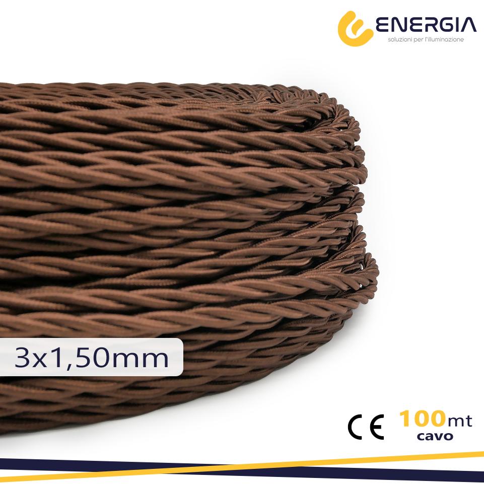 TRECCIA SETA 3X1,5MM MARRONE GB