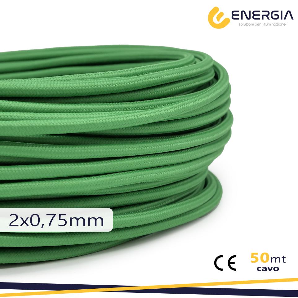 CAVO IN SETA 2X0,75MM VERDE CHIARO
