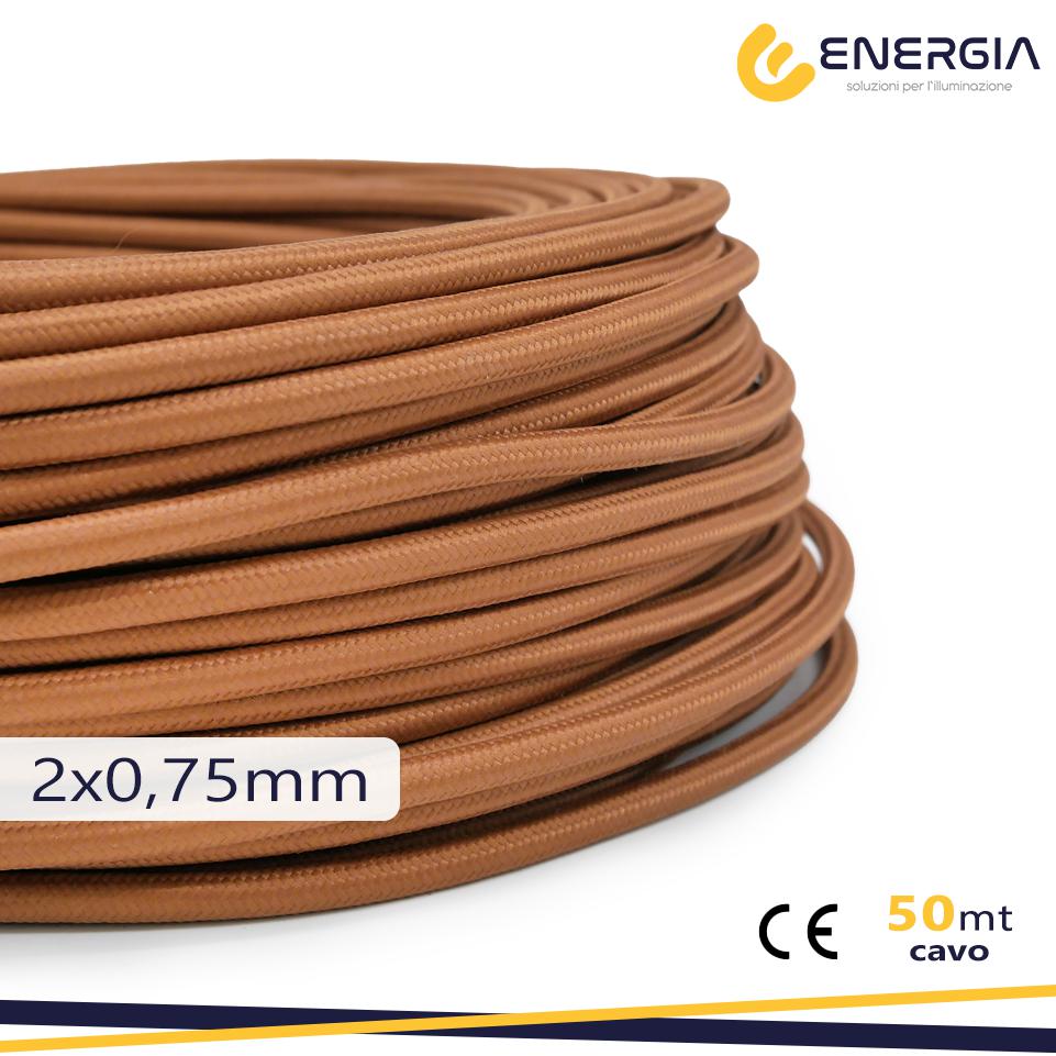 CAVO IN SETA 2X0,75MM COGNAC