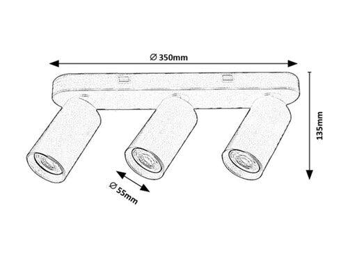 YORLI,IND.SPOT, 3XGU10, L35CM  BLACK