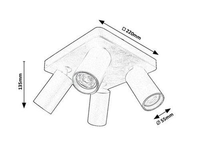 YORLI,IND.SPOT, 4XGU10 22X22CM WHITE